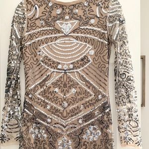 Beaded Mini High-neck Dress